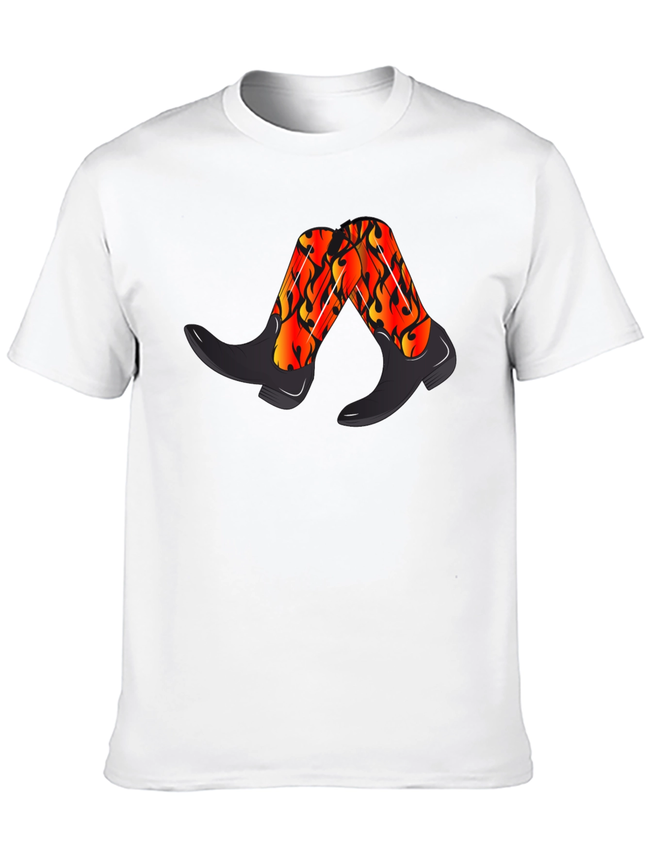 Flaming Cowboy Boots Graphic Tee - Black