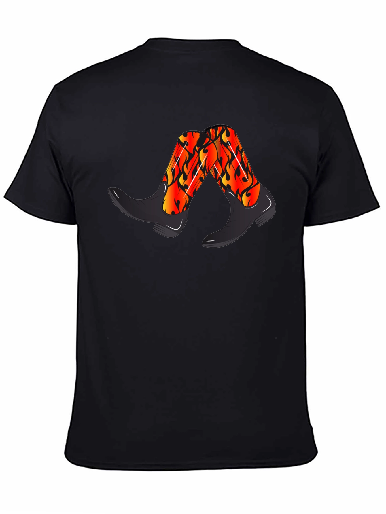 Flaming Cowboy Boots Graphic Tee - Black