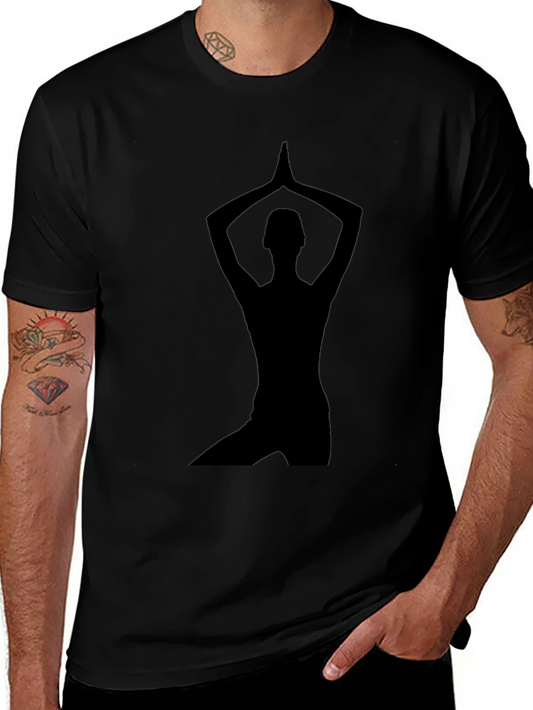 Yoga Silhouette Graphic Tee - Black Cotton T-Shirt