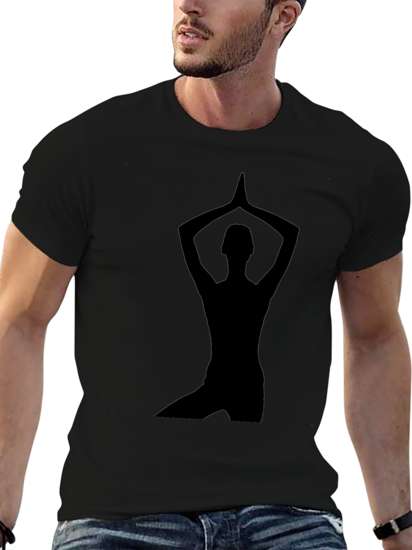 Yoga Silhouette Graphic Tee - Black Cotton T-Shirt