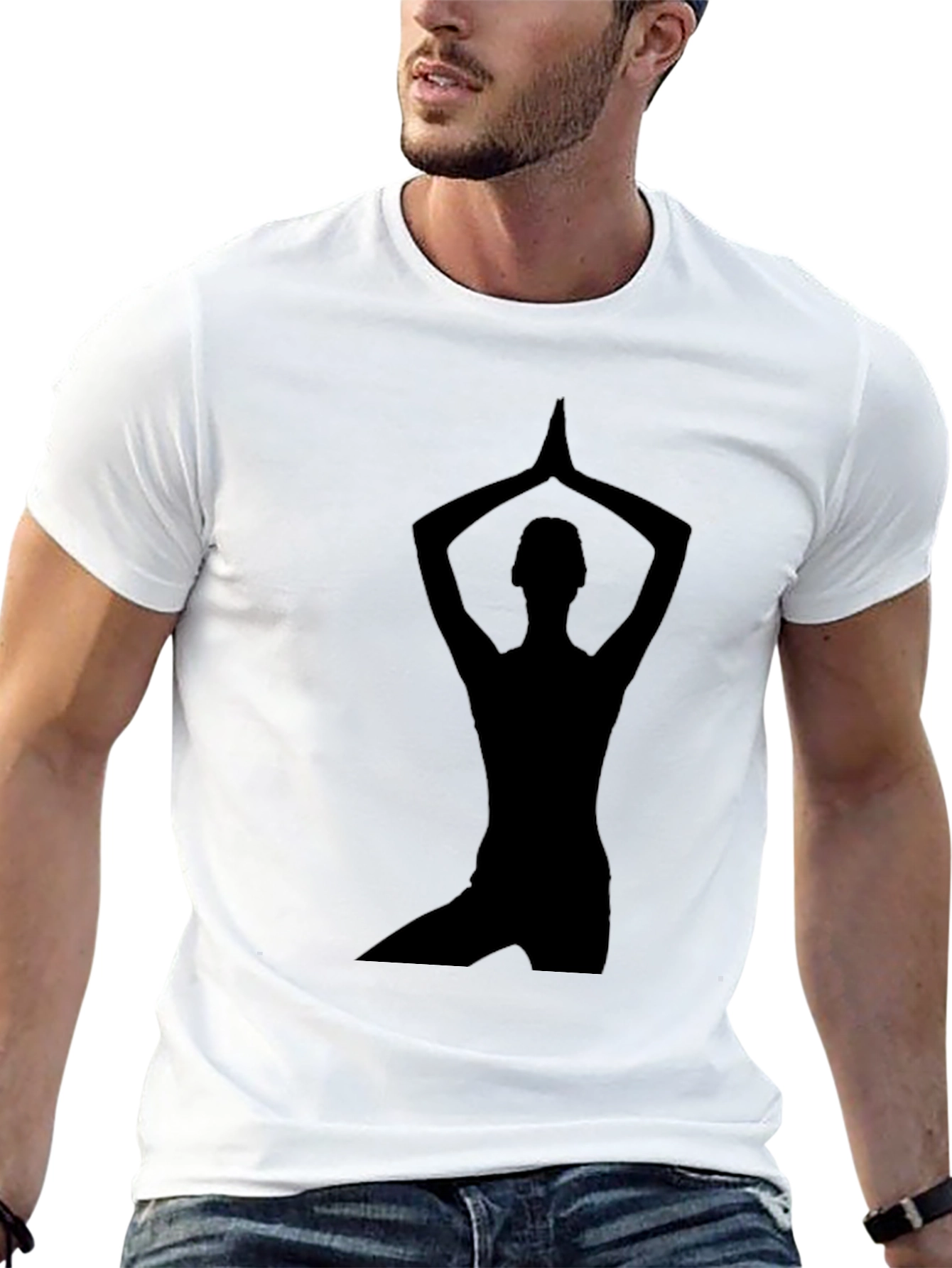 Yoga Silhouette Graphic Tee - Black Cotton T-Shirt