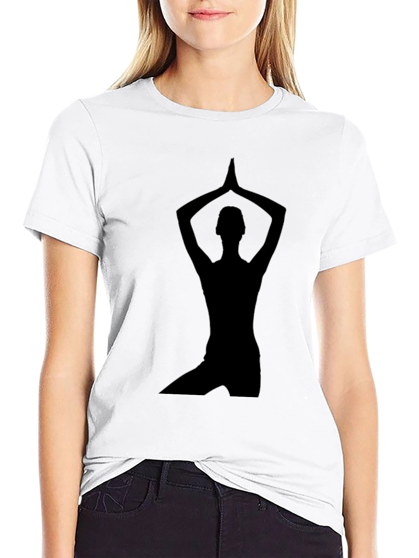 Yoga Silhouette Graphic Tee - Black Cotton T-Shirt