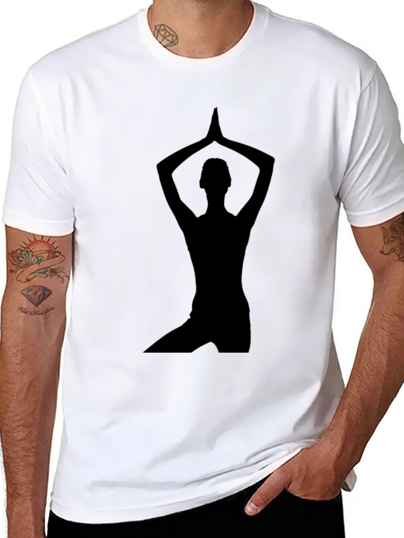 Yoga Silhouette Graphic Tee - Black Cotton T-Shirt