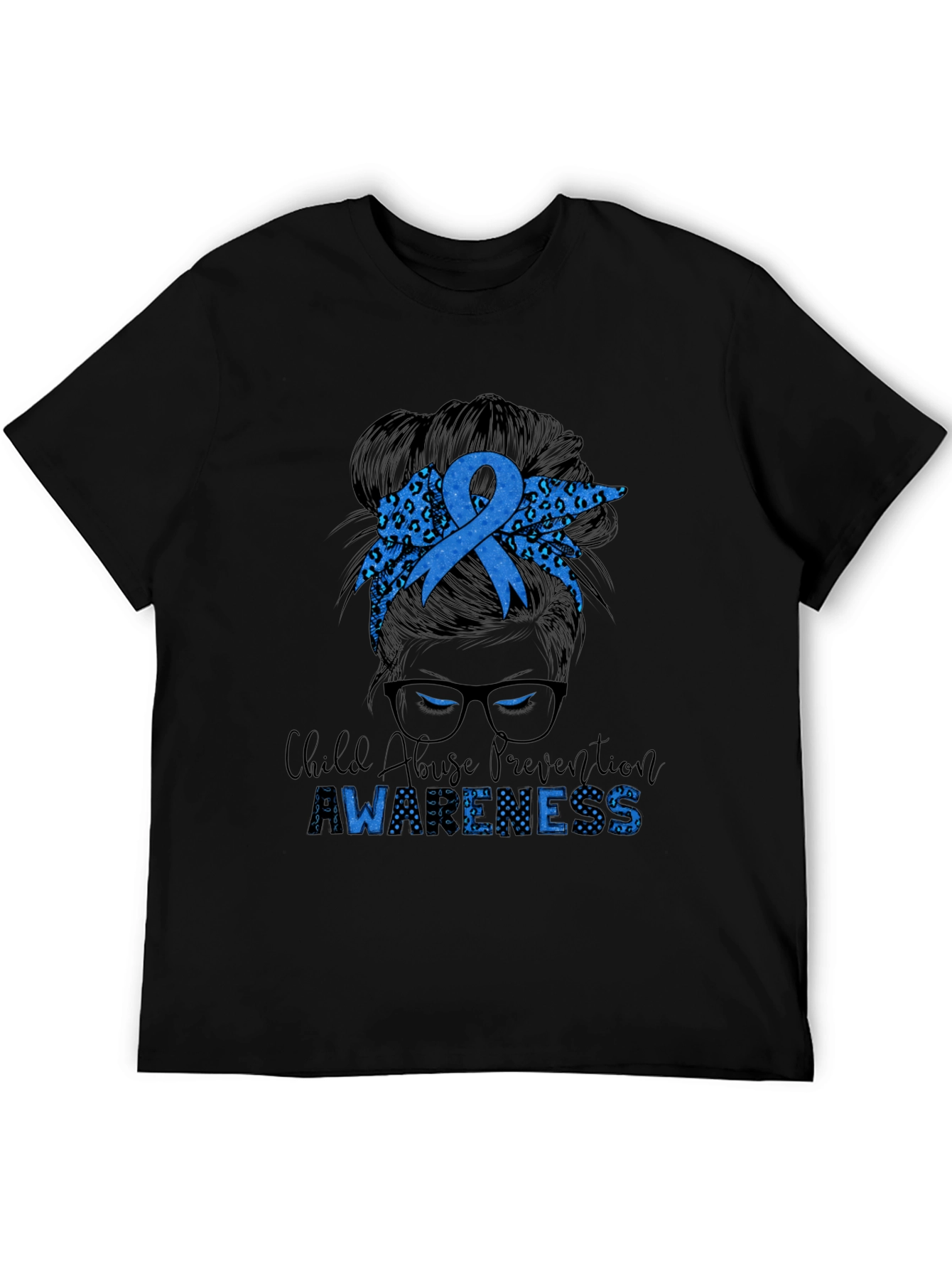 Child Abuse Awareness Messy Bun T-Shirt