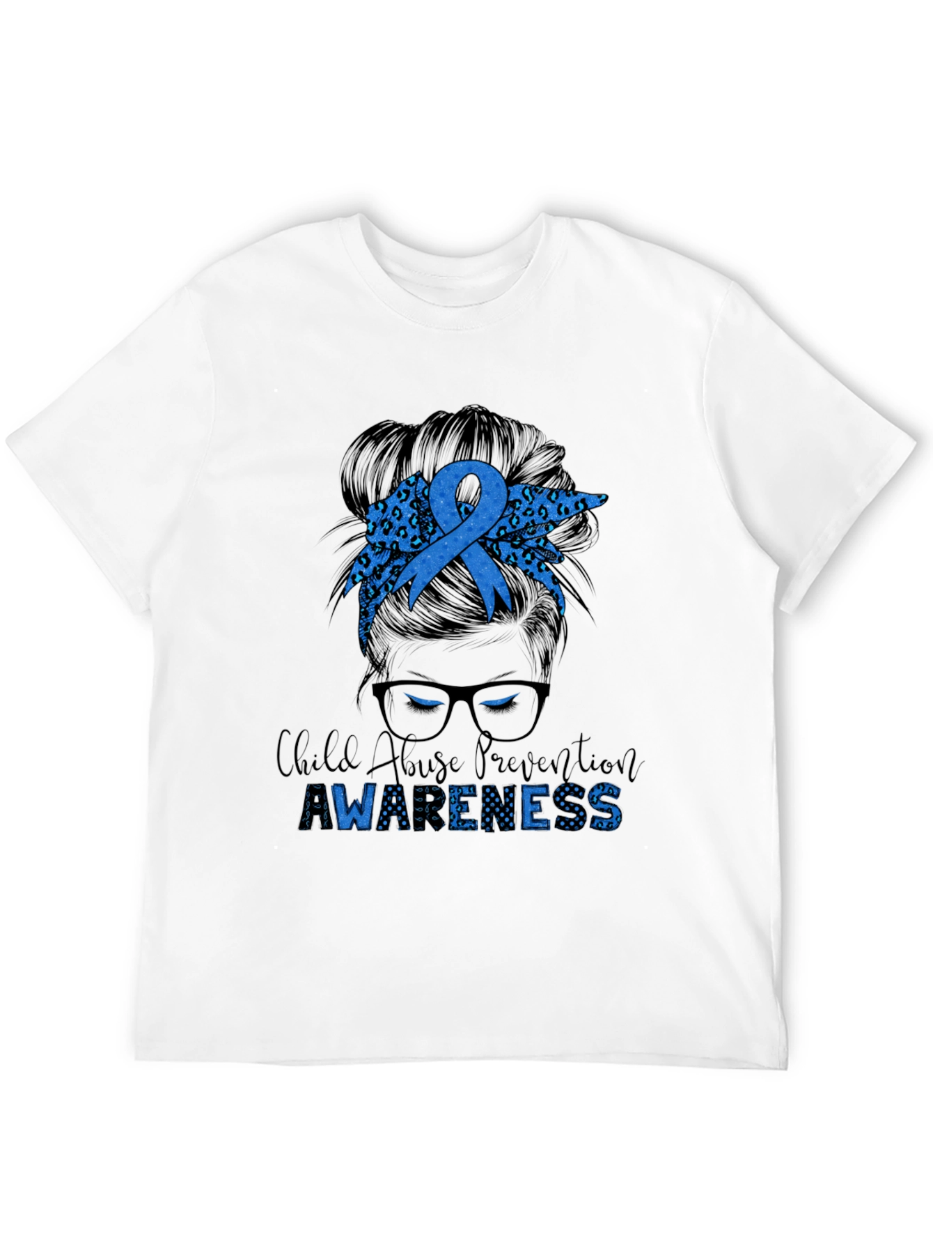 Child Abuse Awareness Messy Bun T-Shirt