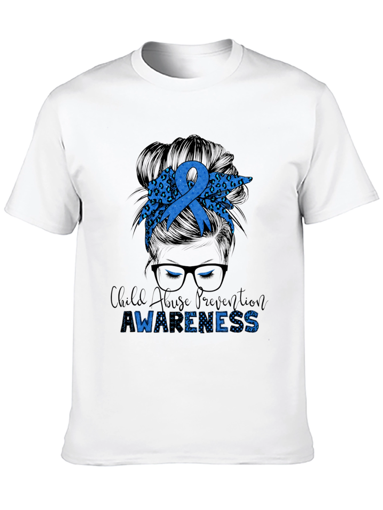Child Abuse Awareness Messy Bun T-Shirt