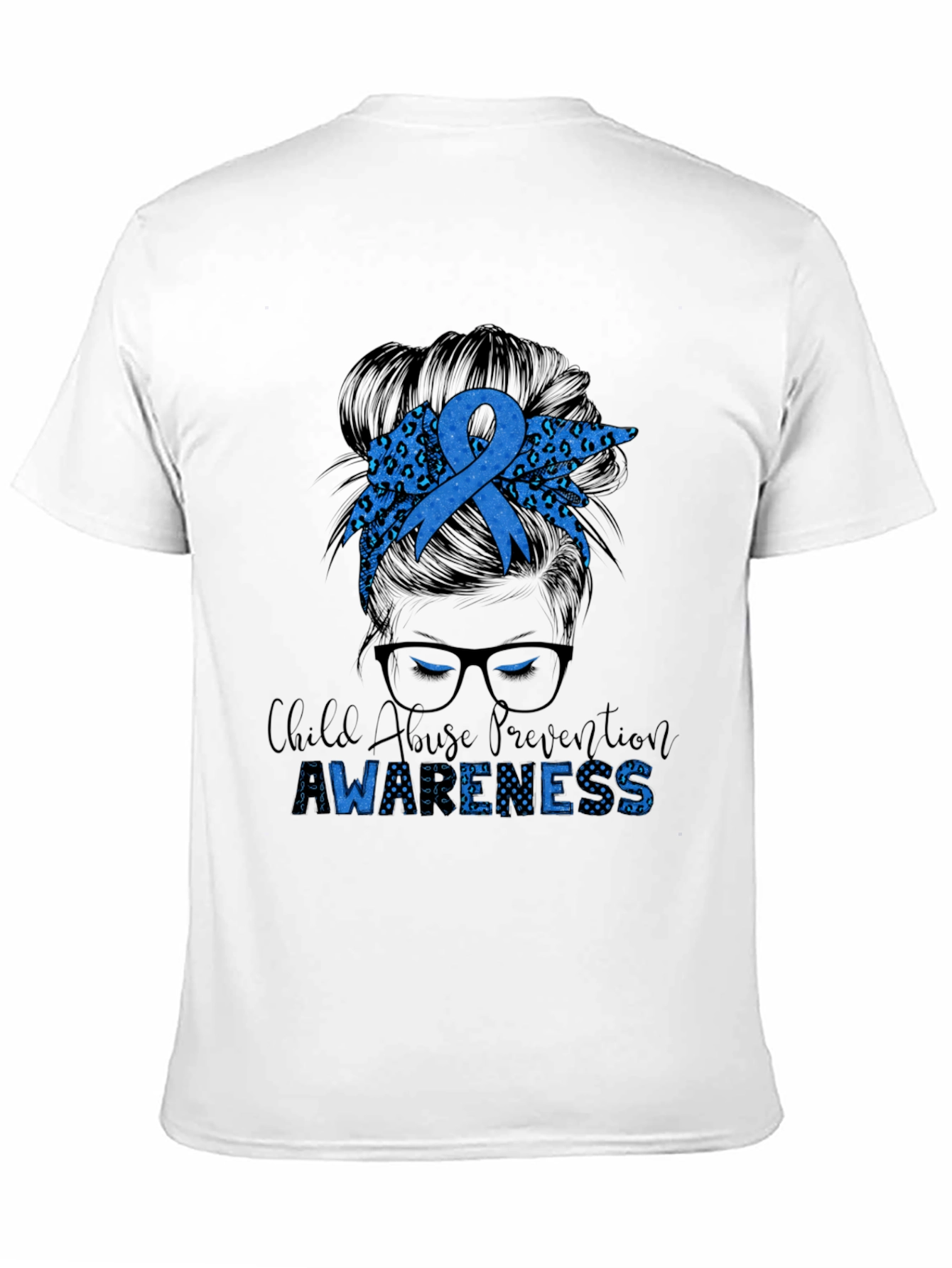 Child Abuse Awareness Messy Bun T-Shirt
