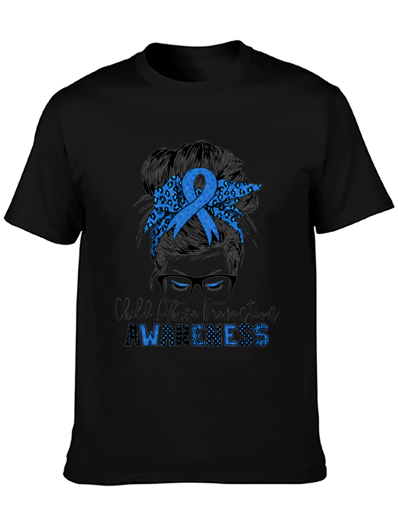 Child Abuse Awareness Messy Bun T-Shirt