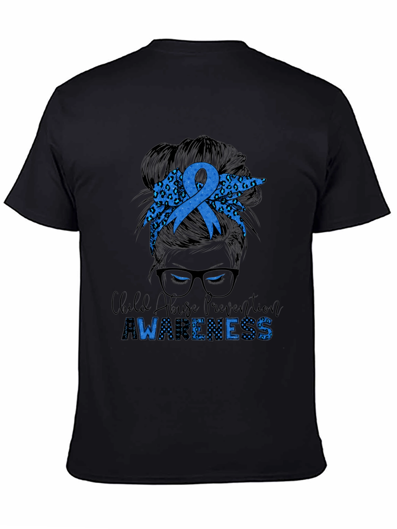 Child Abuse Awareness Messy Bun T-Shirt