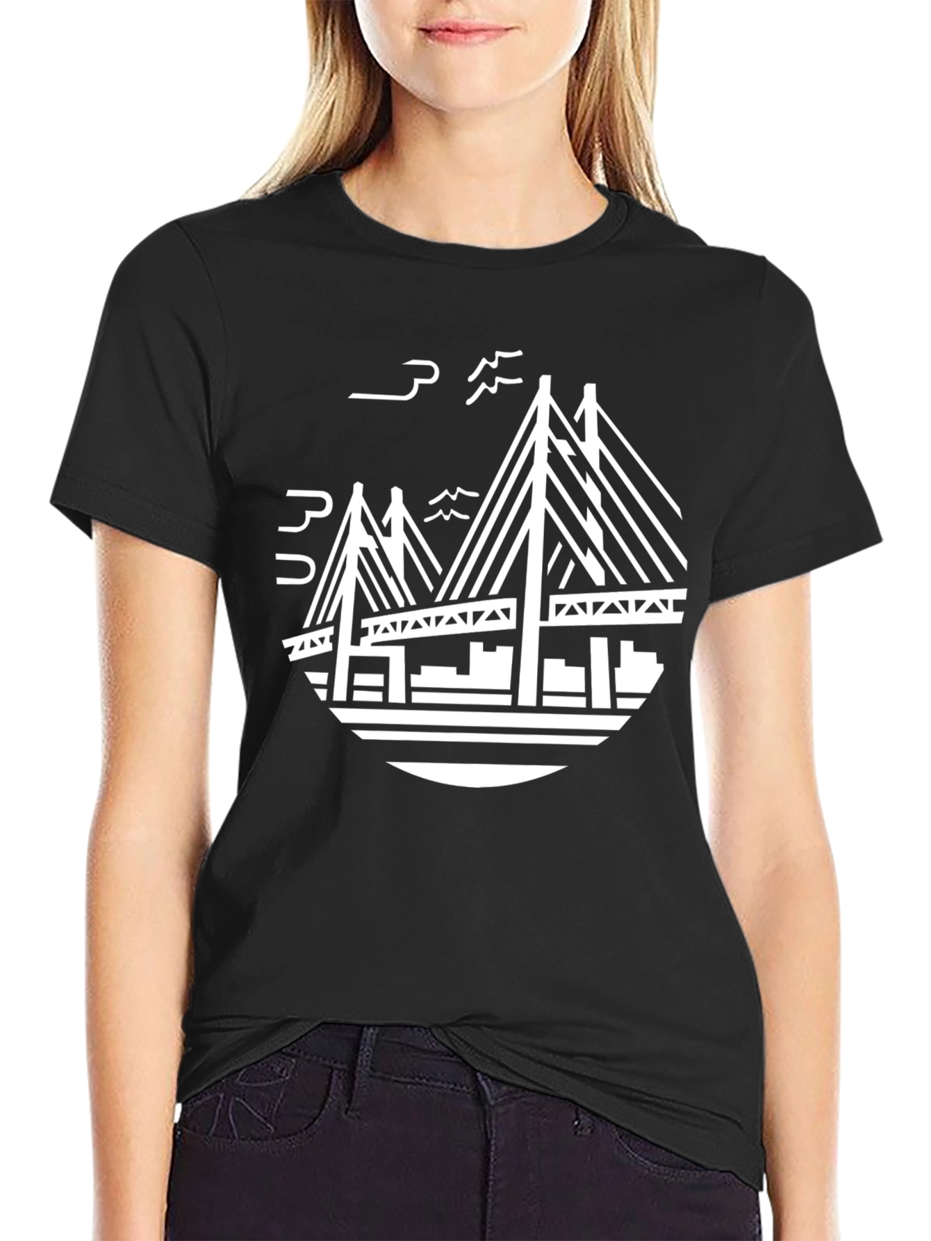 Modern Bridge Graphic T-Shirt - Black