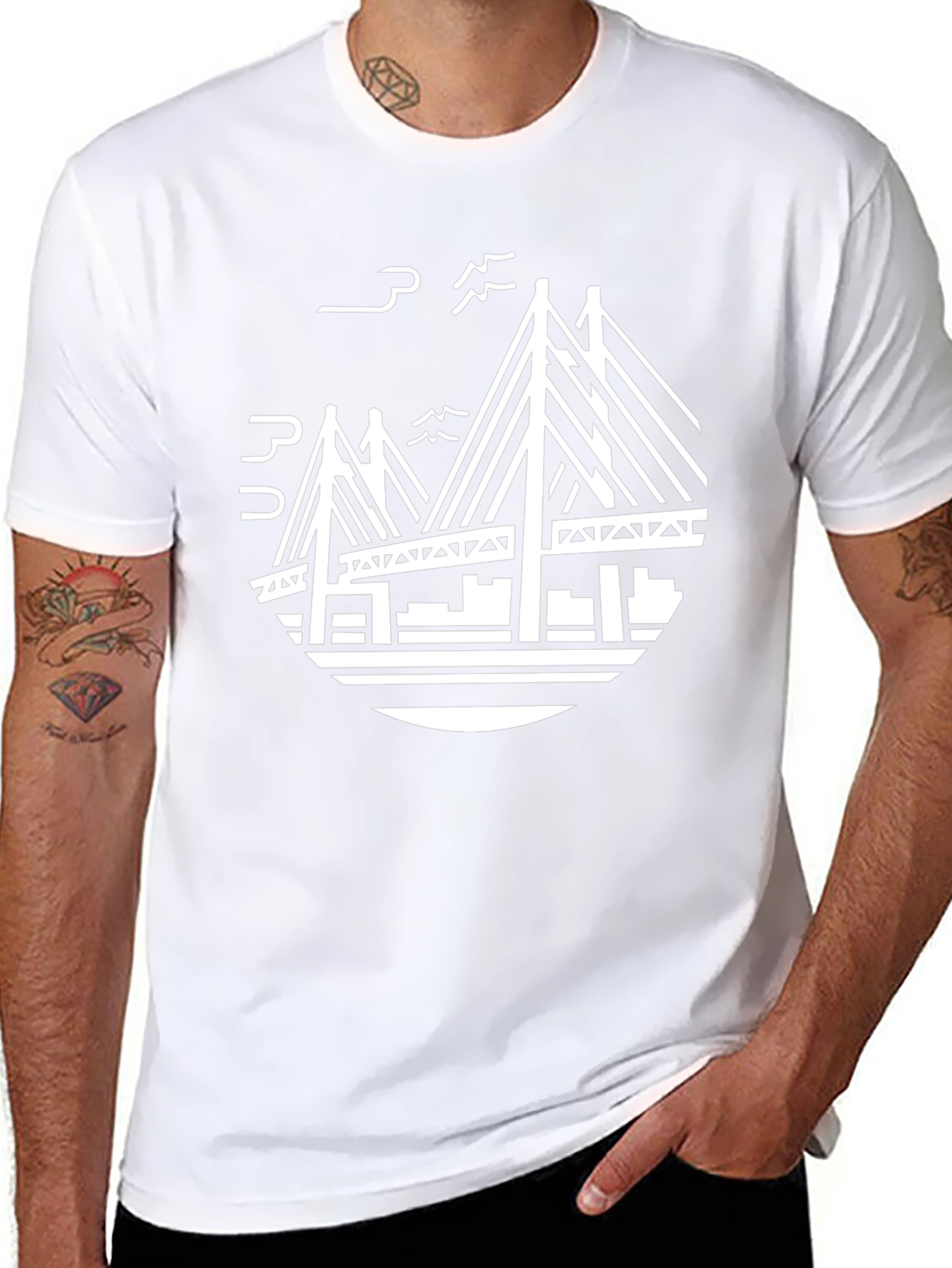 Modern Bridge Graphic T-Shirt - Black