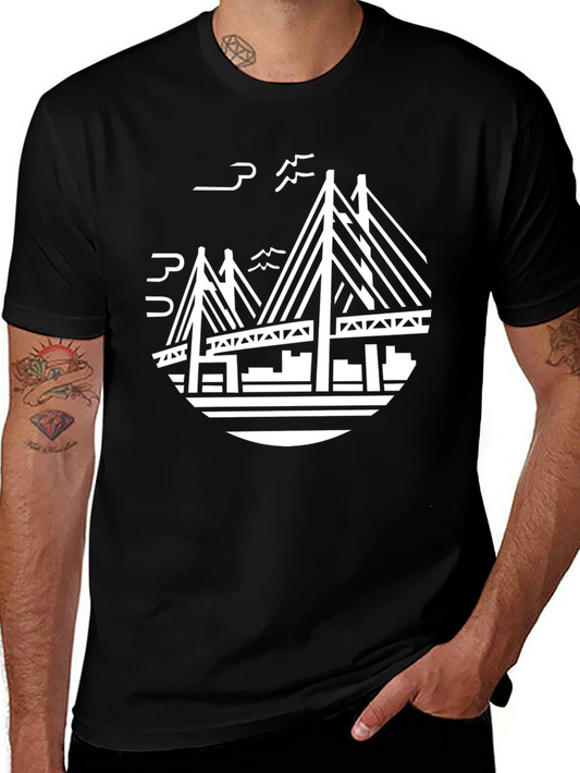 Modern Bridge Graphic T-Shirt - Black