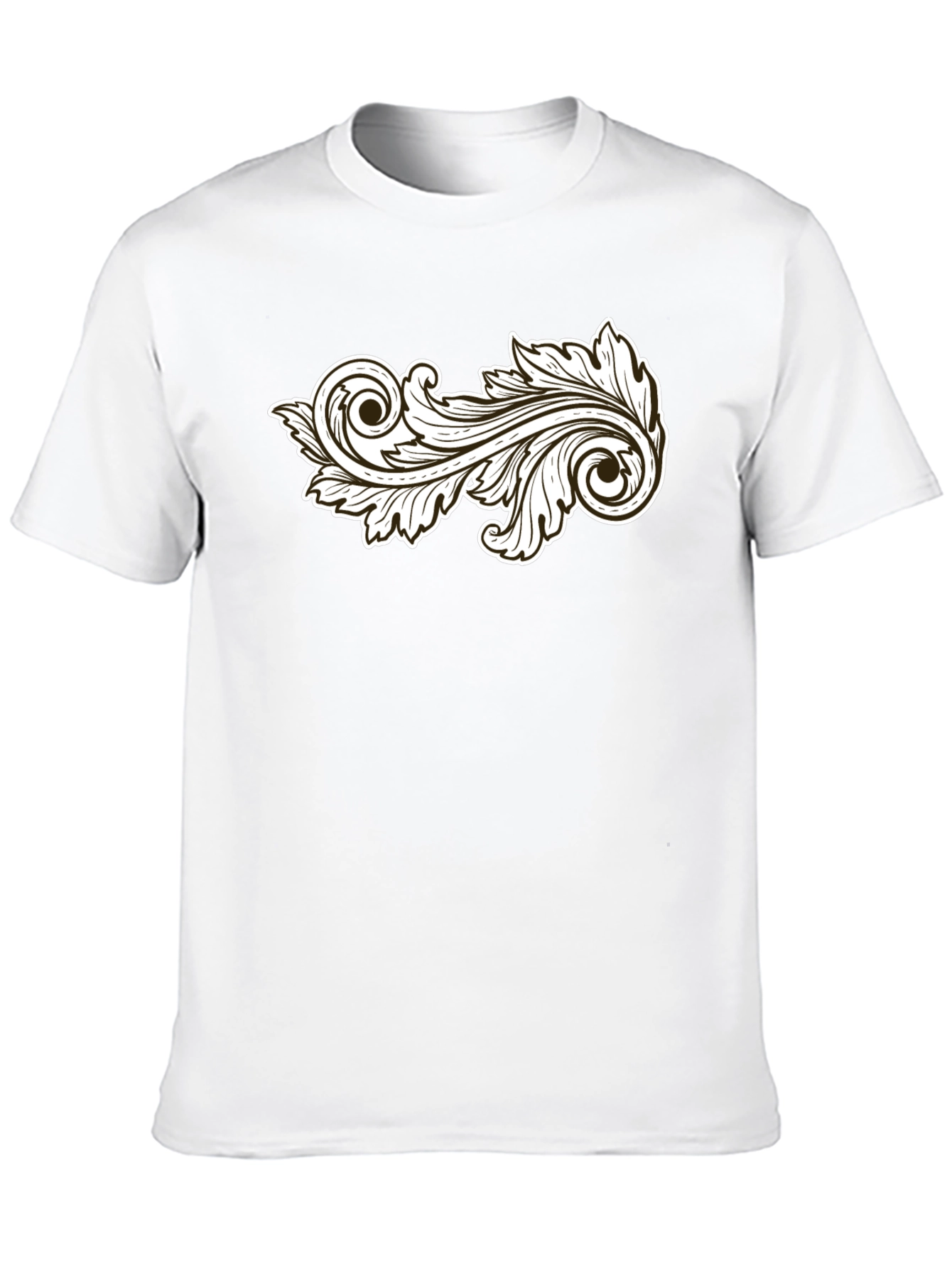 Stylish Black T-Shirt with Ornamental Leaf Design