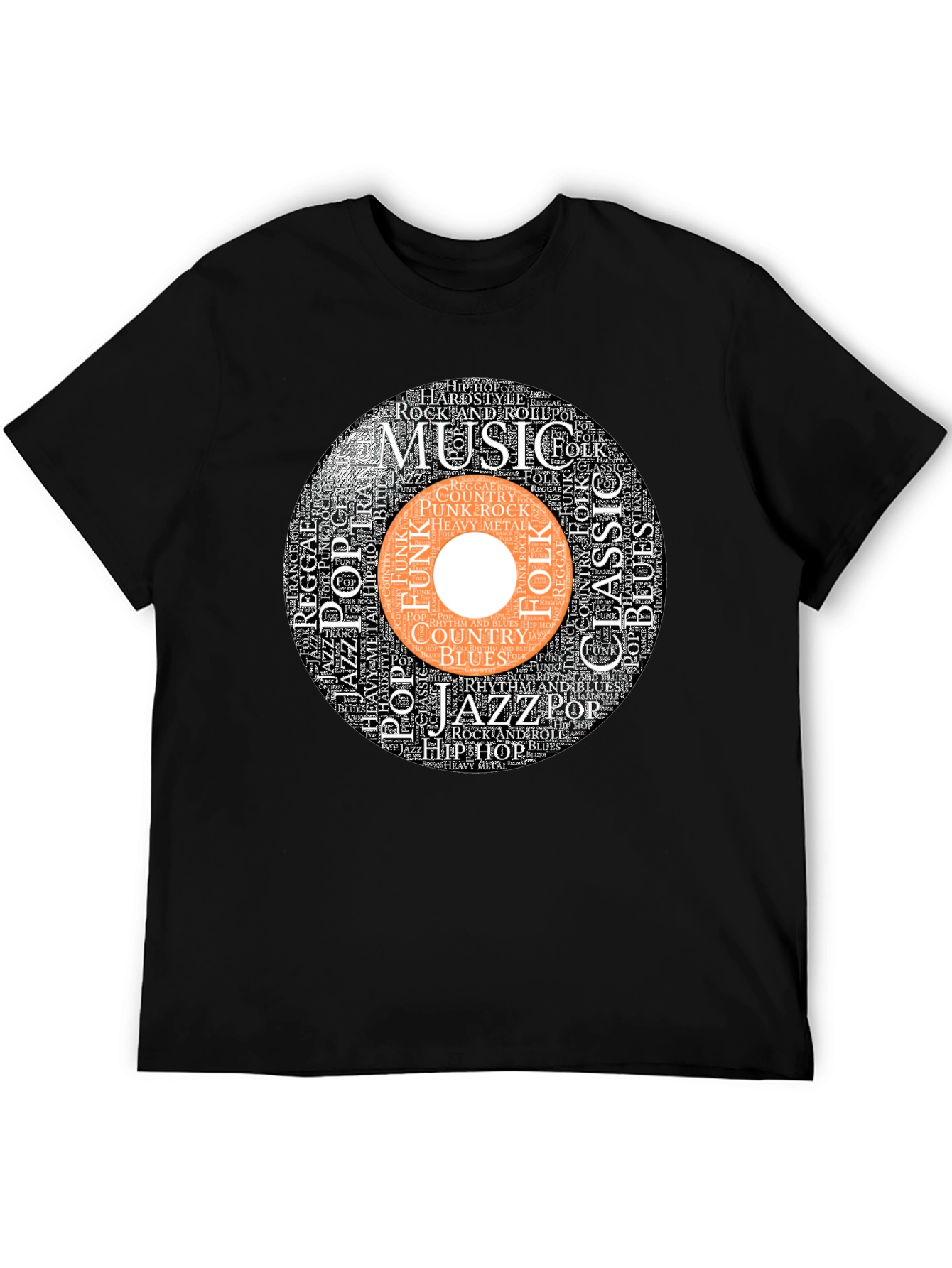 Music Genre Word Art Graphic T-Shirt