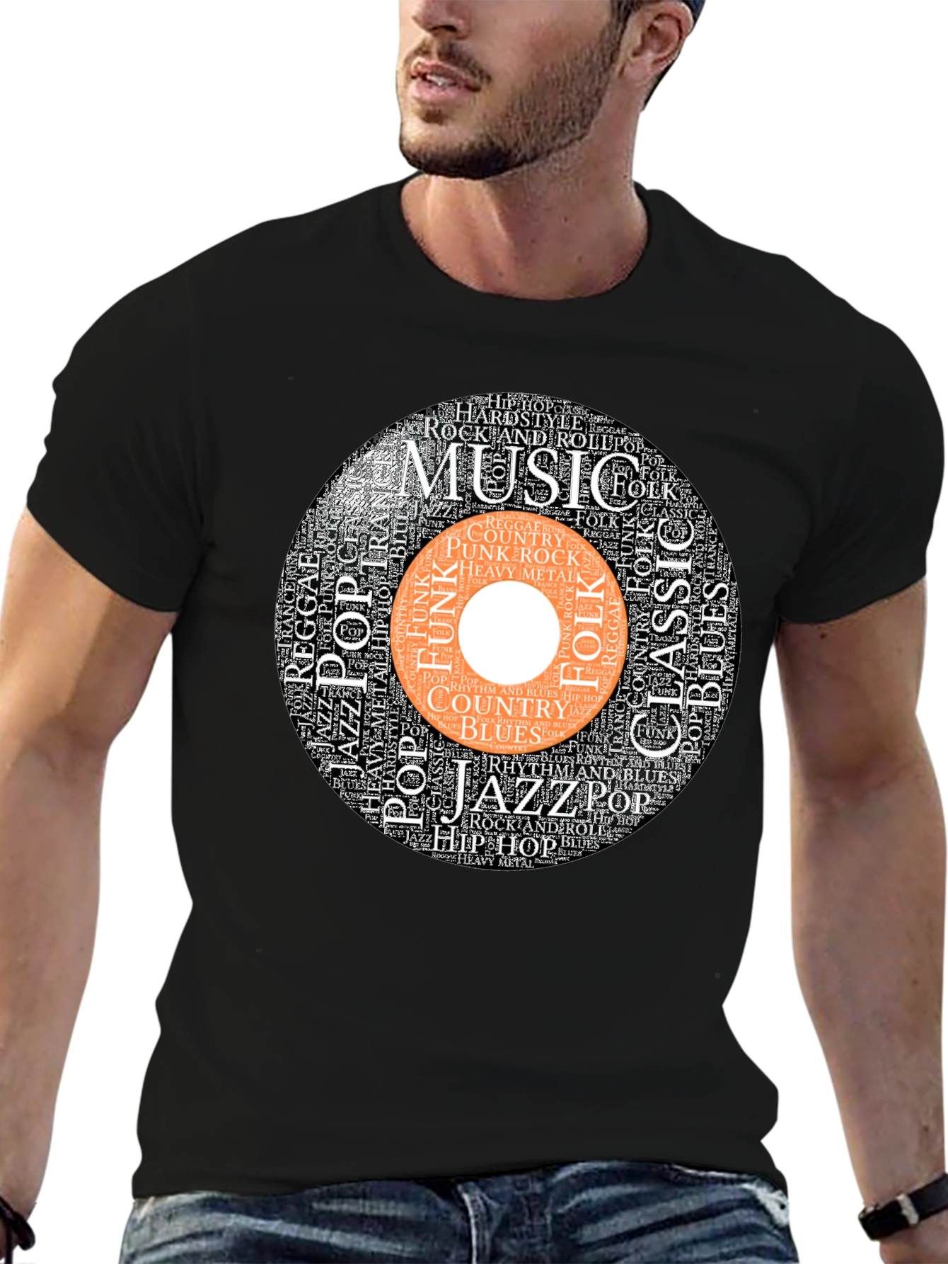 Music Genre Word Art Graphic T-Shirt