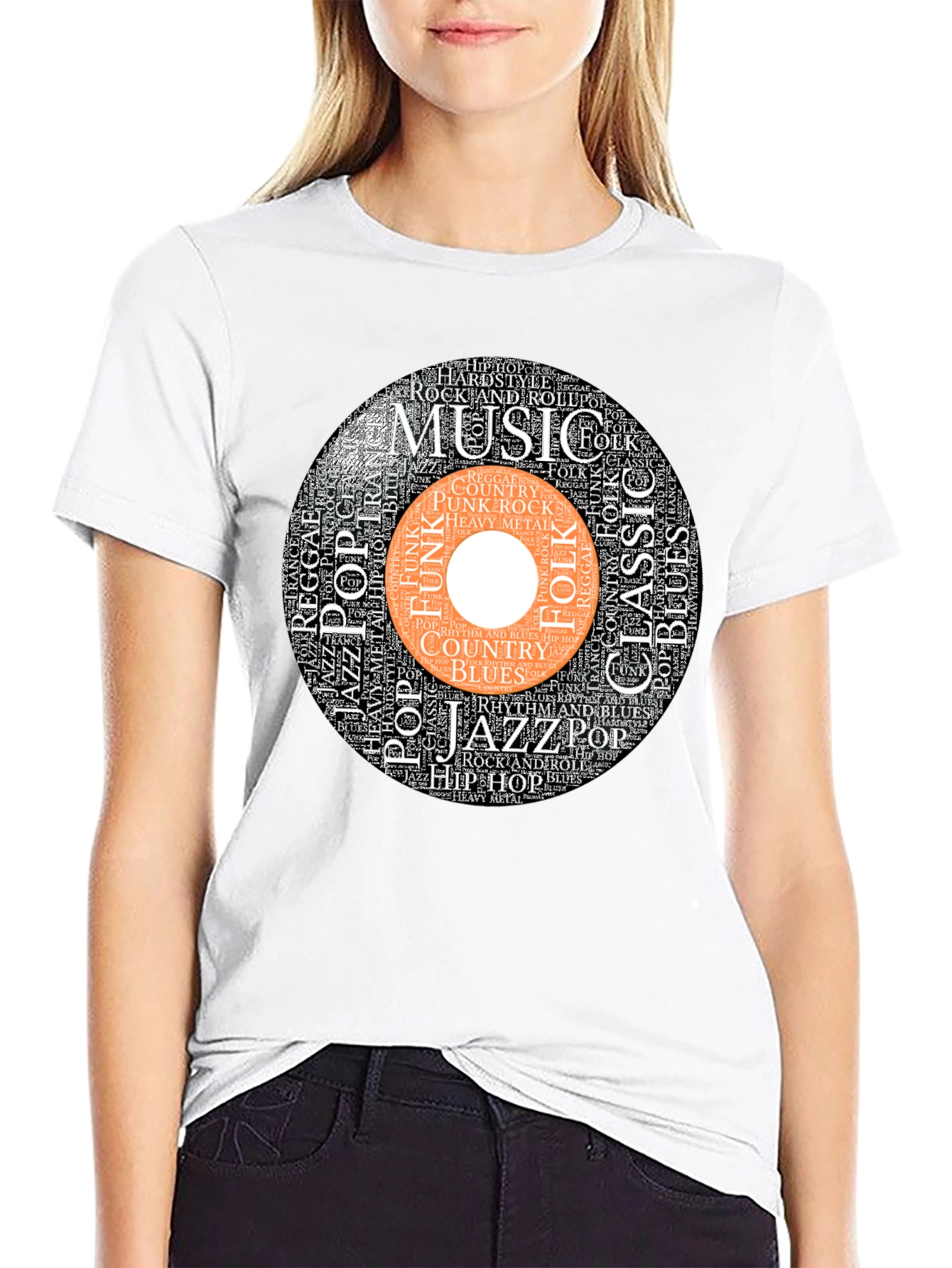 Music Genre Word Art Graphic T-Shirt