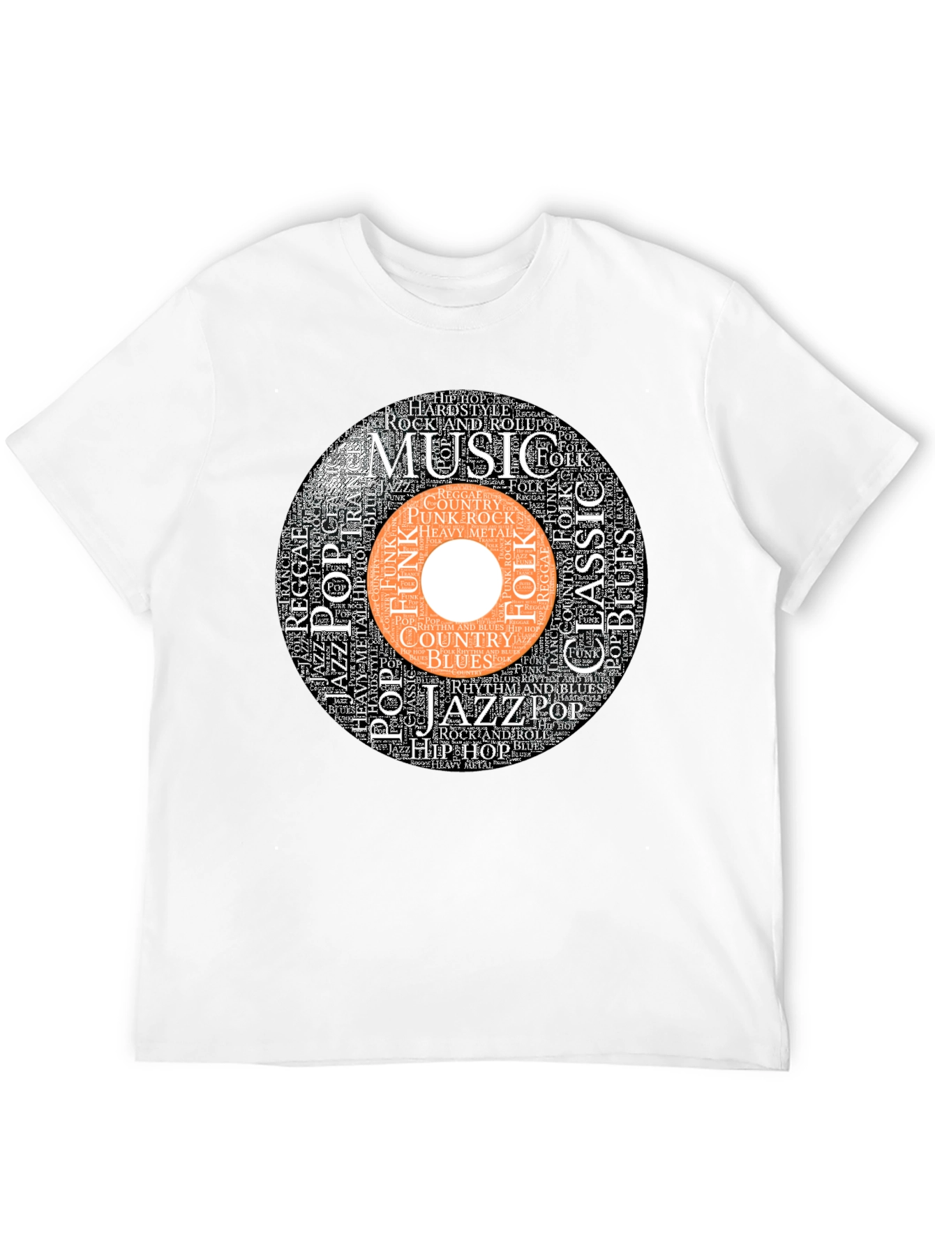 Music Genre Word Art Graphic T-Shirt