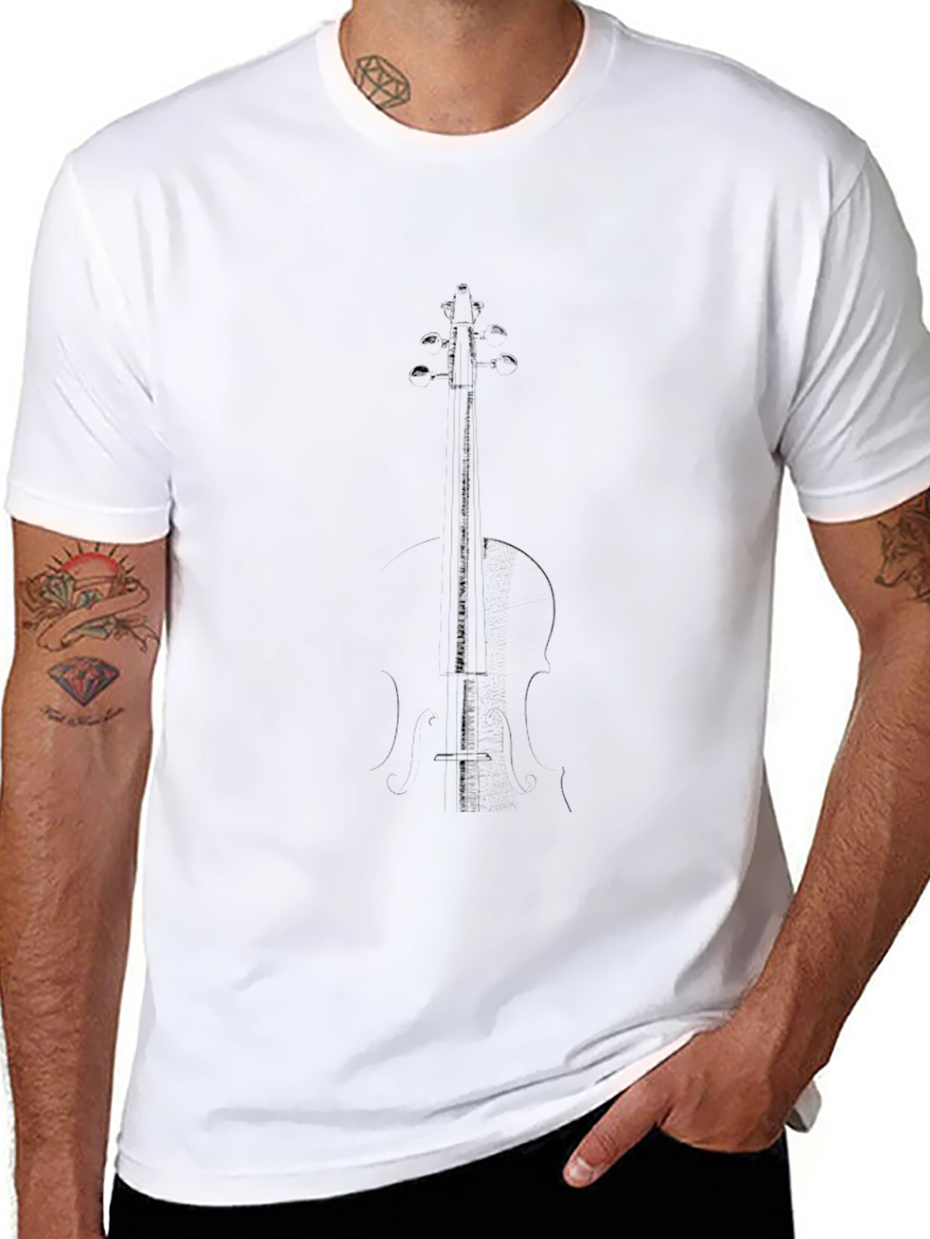 Black Cello Outline Graphic Tee