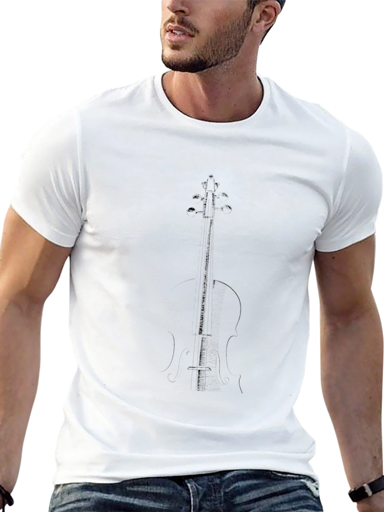 Black Cello Outline Graphic Tee