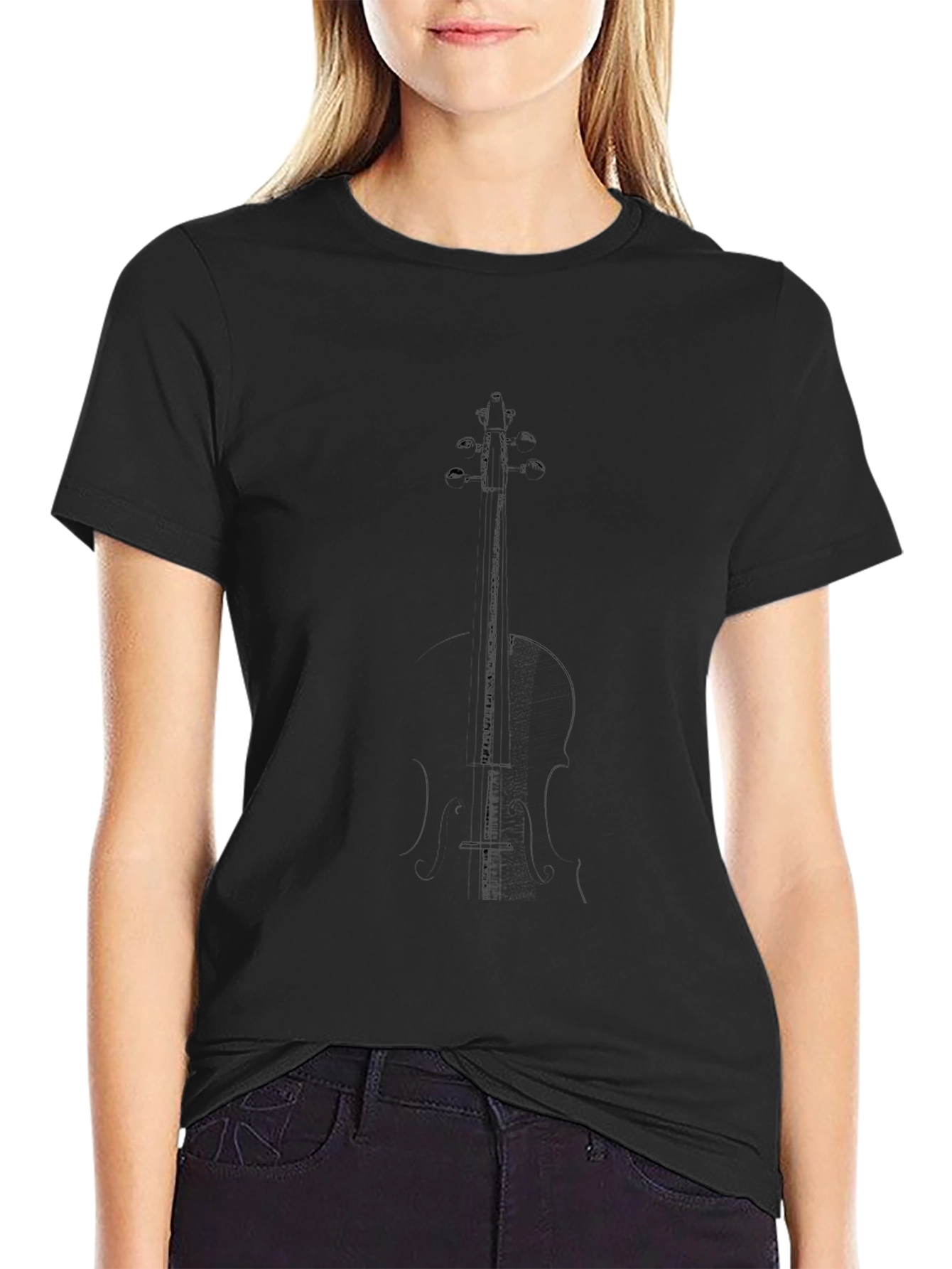 Black Cello Outline Graphic Tee