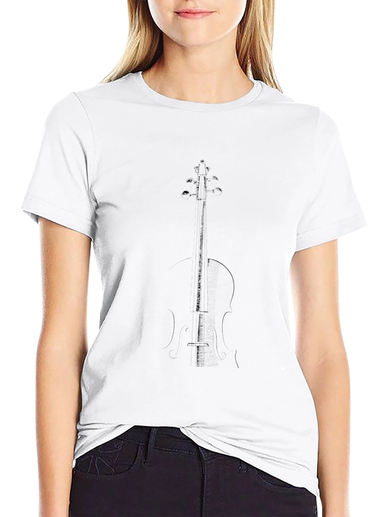 Black Cello Outline Graphic Tee
