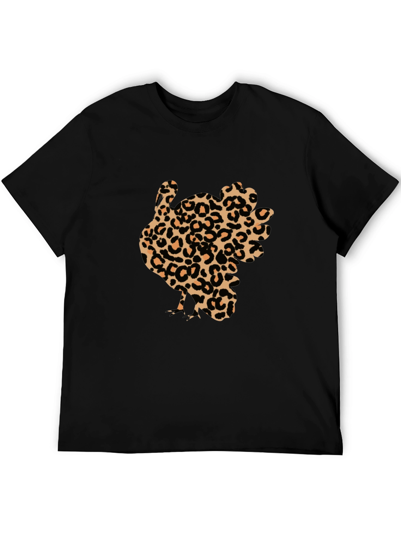 Leopard Print Turkey Graphic Tee - Thanksgiving