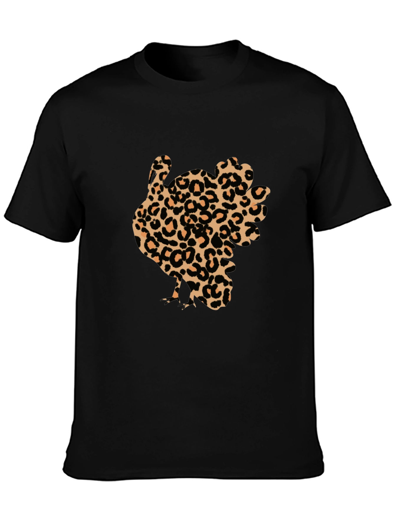 Leopard Print Turkey Graphic Tee - Thanksgiving