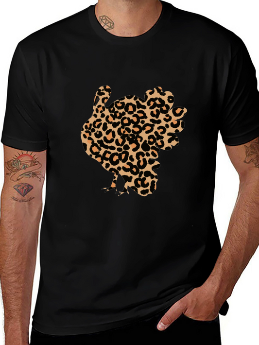 Leopard Print Turkey Graphic Tee - Thanksgiving