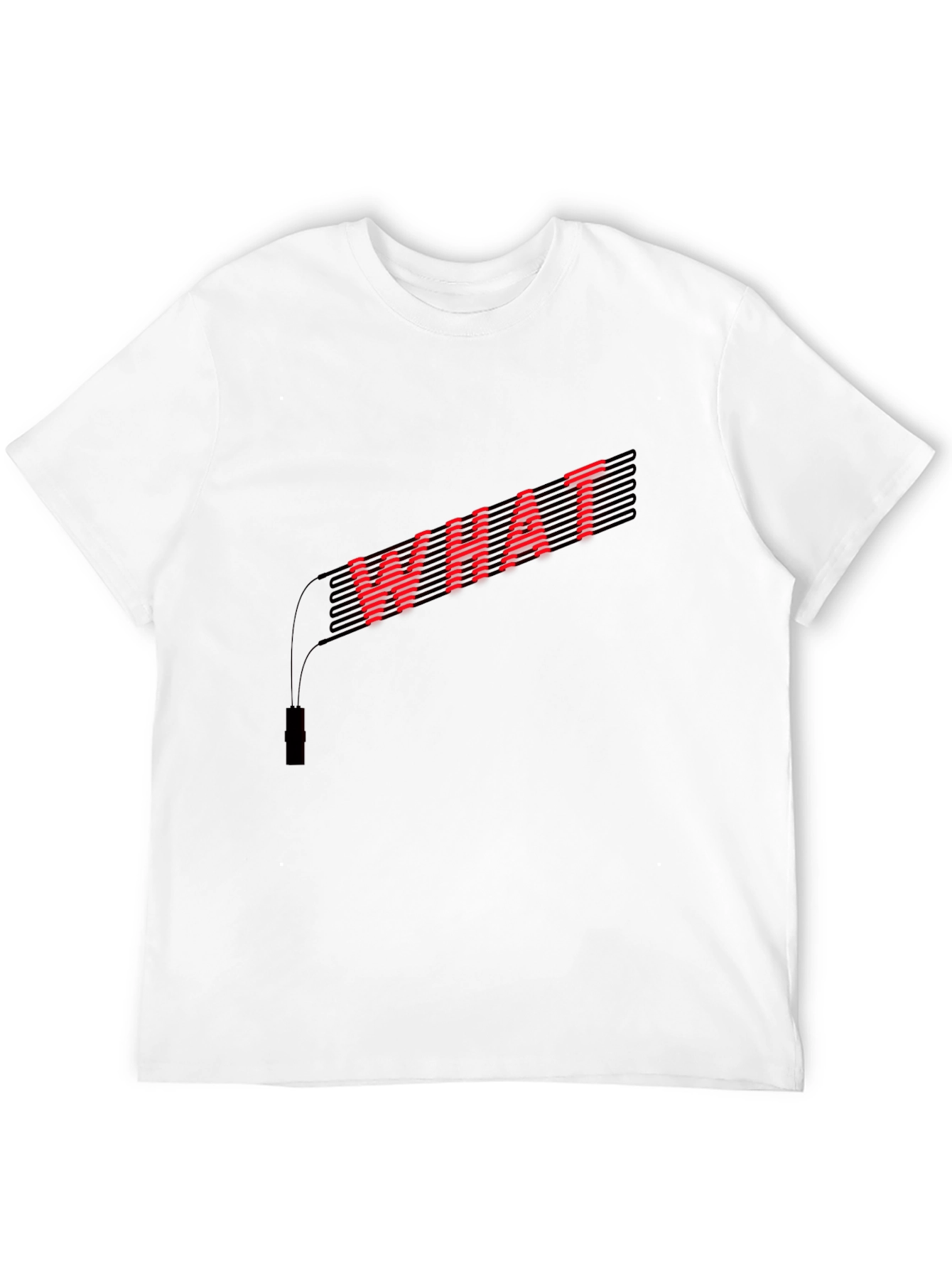 Red WHAT Graphic Black T-Shirt