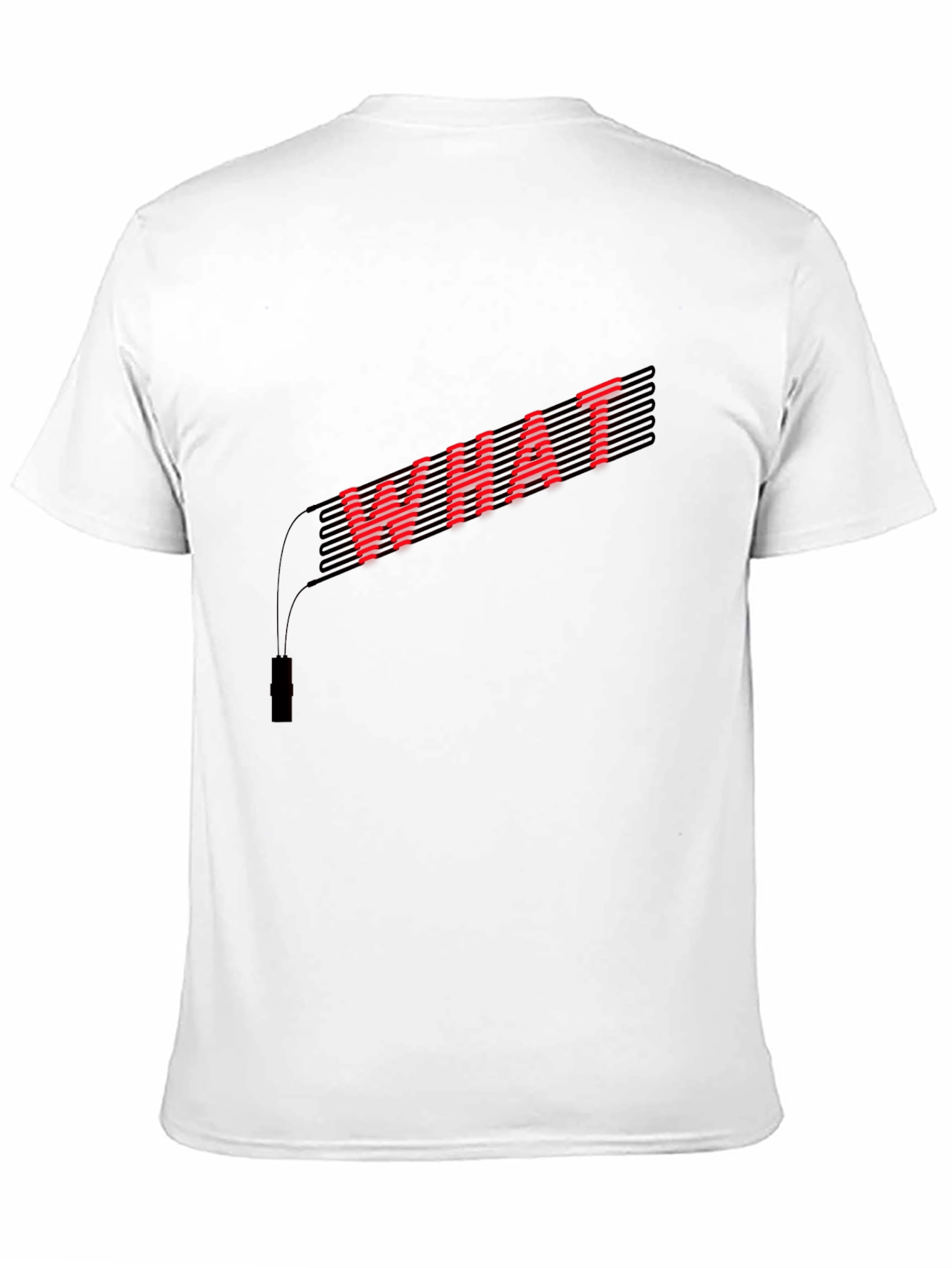 Red WHAT Graphic Black T-Shirt