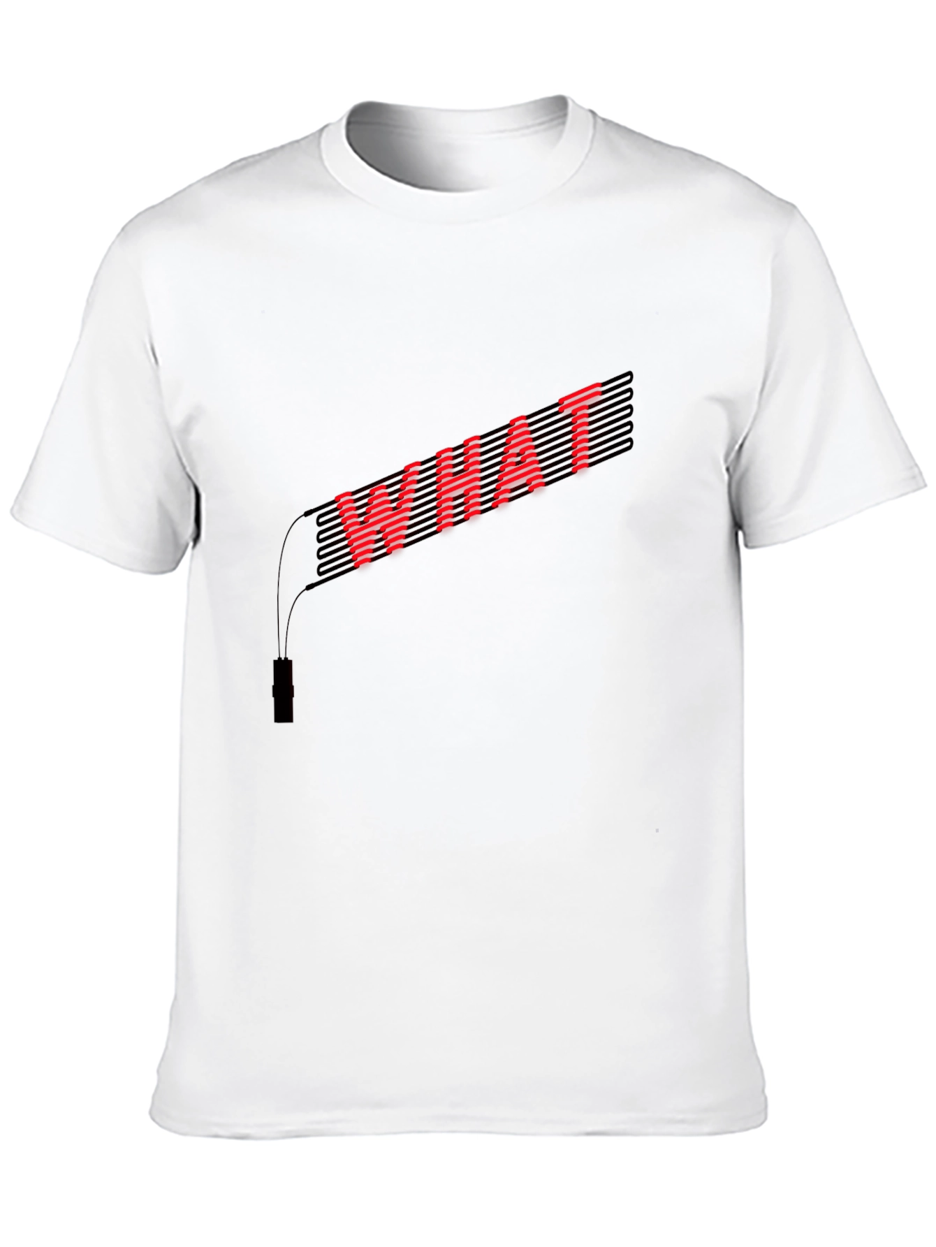Red WHAT Graphic Black T-Shirt