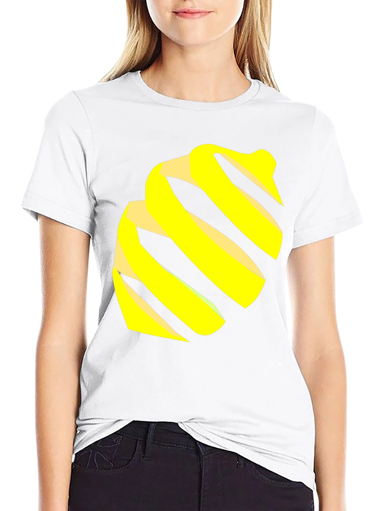 Modern Black Tee with Abstract Yellow Swirl Design