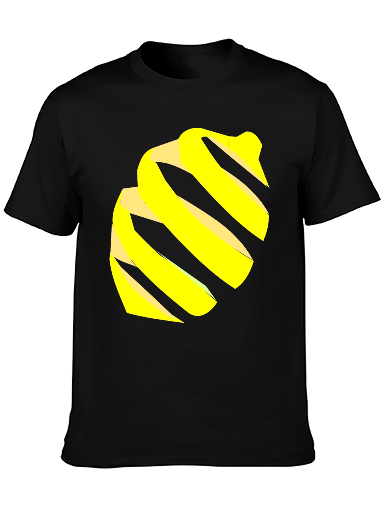 Modern Black Tee with Abstract Yellow Swirl Design