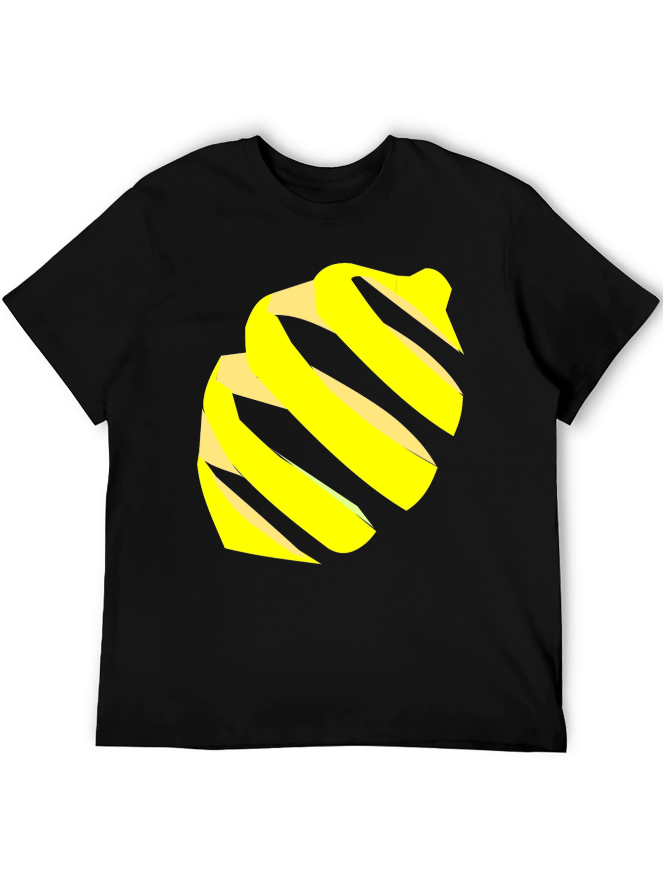 Modern Black Tee with Abstract Yellow Swirl Design