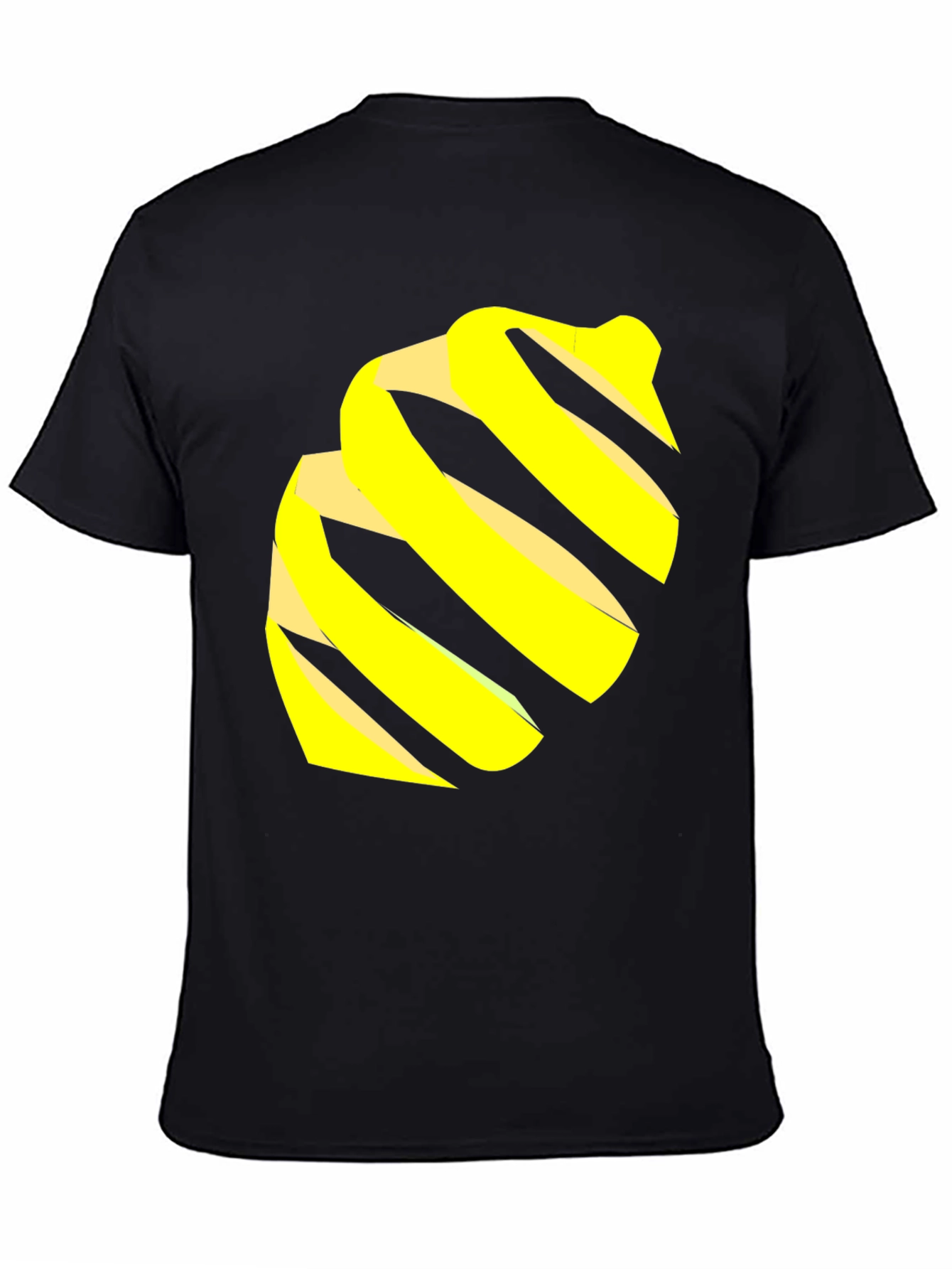 Modern Black Tee with Abstract Yellow Swirl Design
