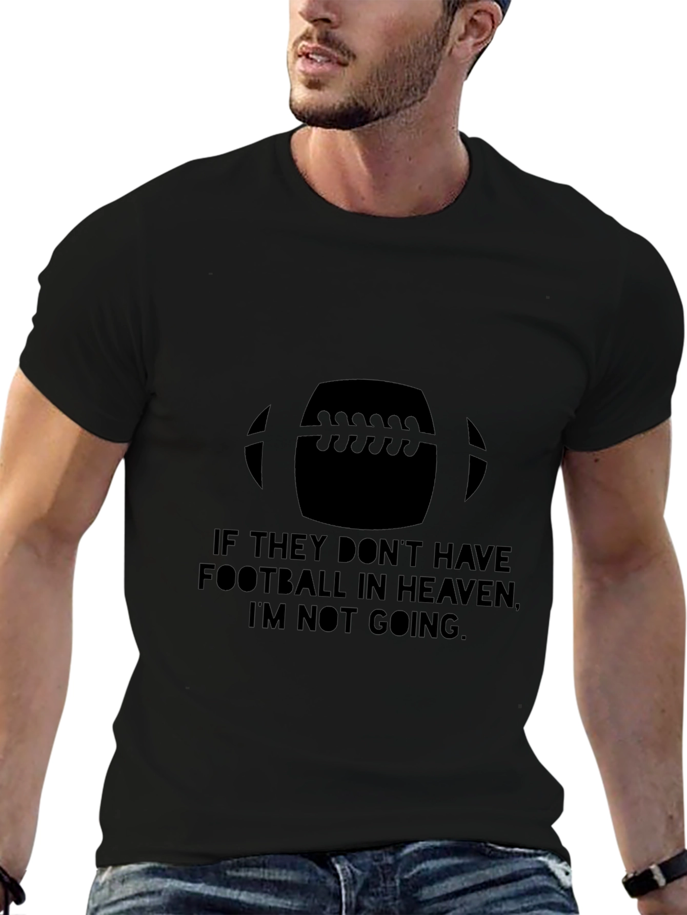 Football Heaven T-Shirt - Black Cotton Graphic Tee