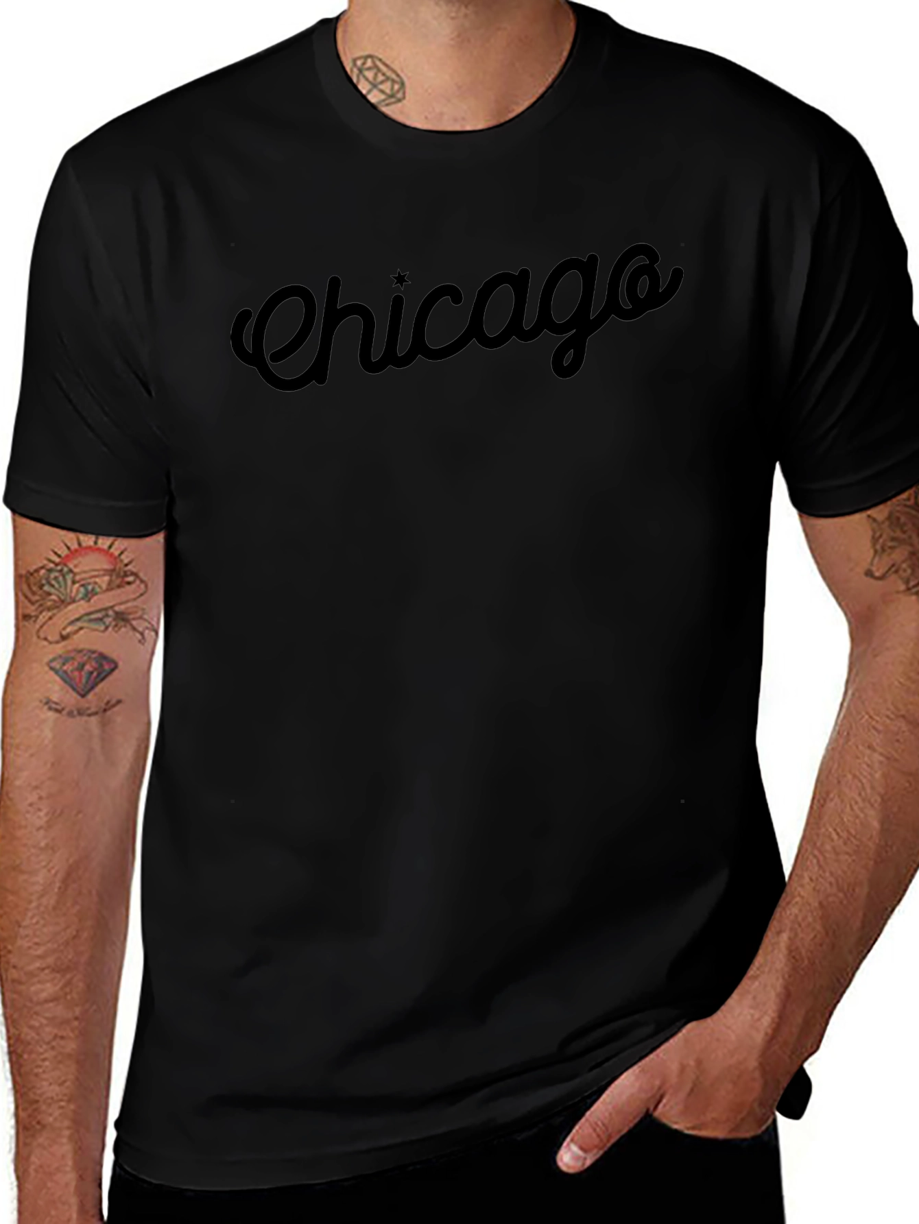 Chicago Script Black T-Shirt