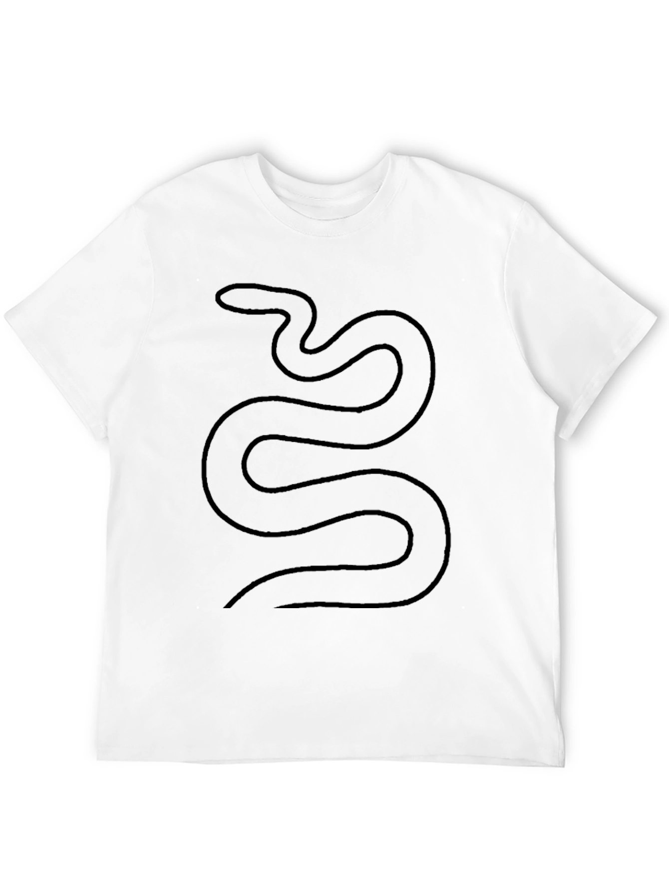Mens Black T-Shirt with Minimalist Snake Design