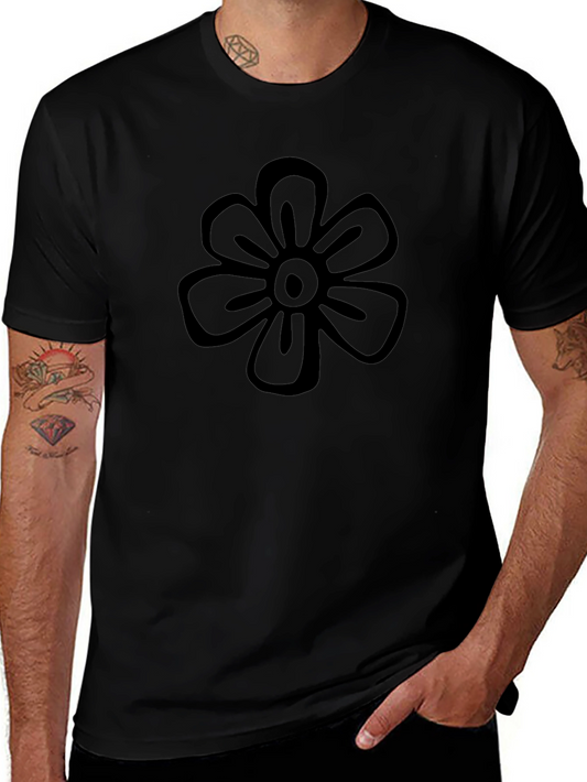 Black Flower Graphic Tee - Casual Comfort
