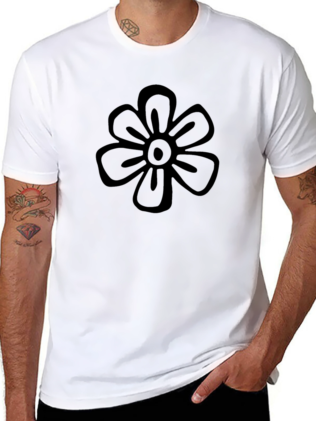 Black Flower Graphic Tee - Casual Comfort