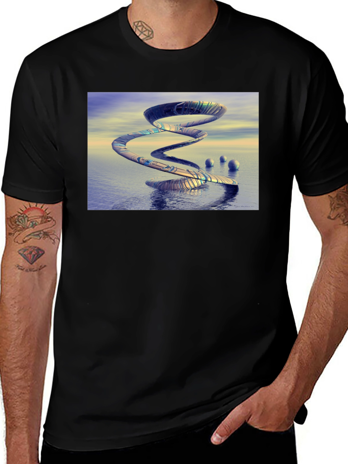 Abstract Spiral Graphic T-Shirt