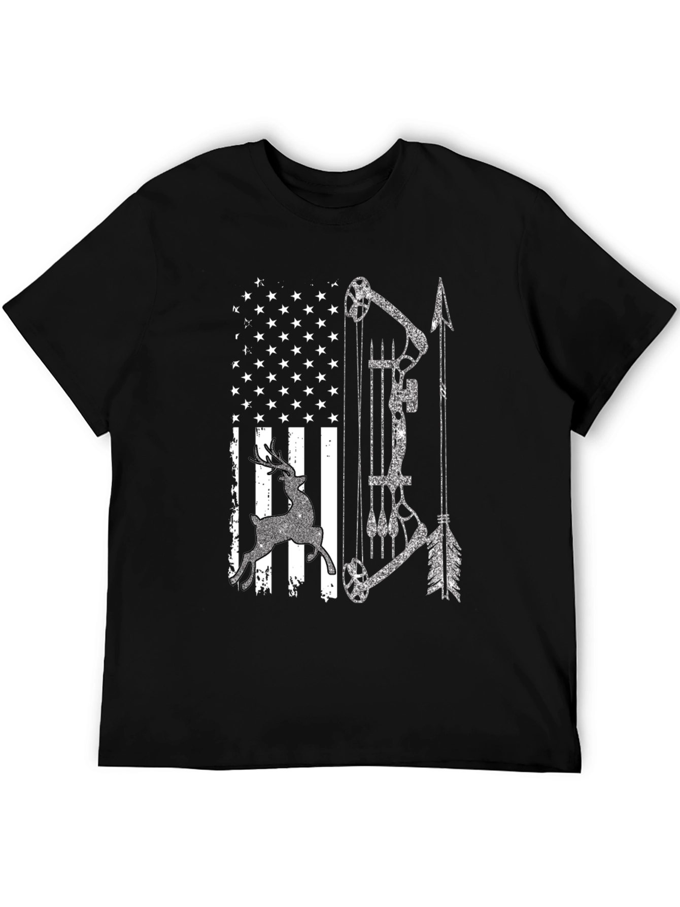 American Flag Deer Bow Hunting T-Shirt