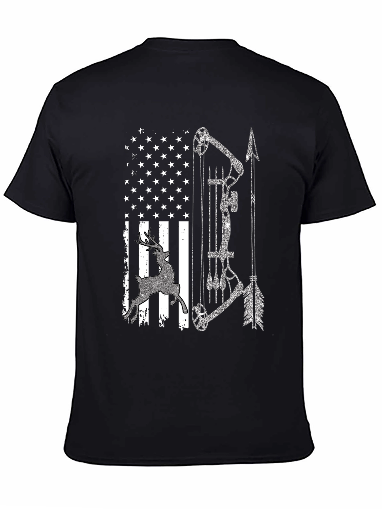 American Flag Deer Bow Hunting T-Shirt