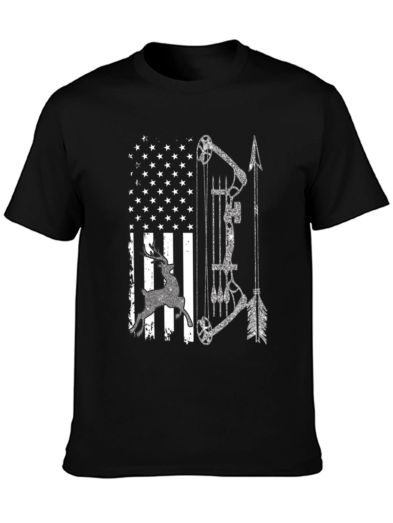 American Flag Deer Bow Hunting T-Shirt