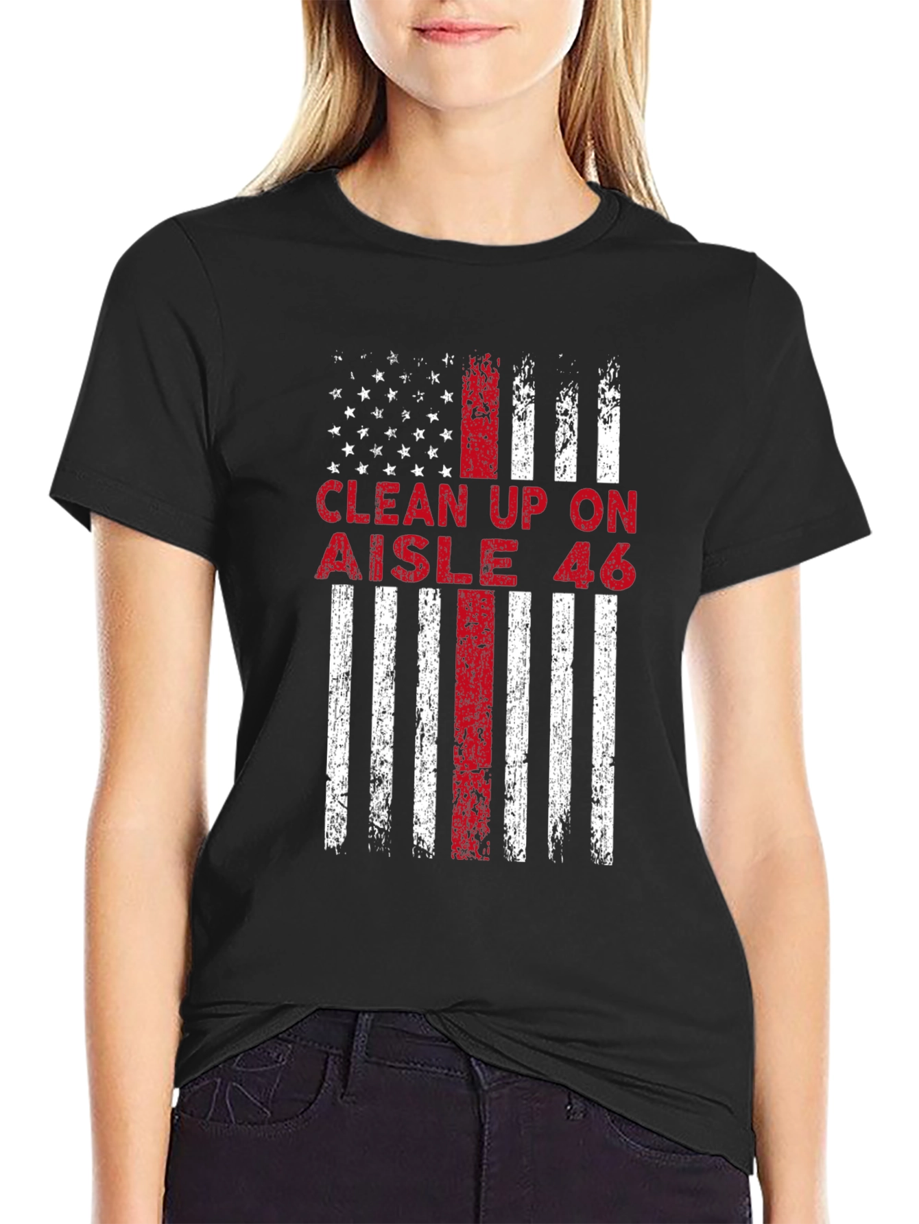 Clean Up On Aisle 46 American Flag T-Shirt