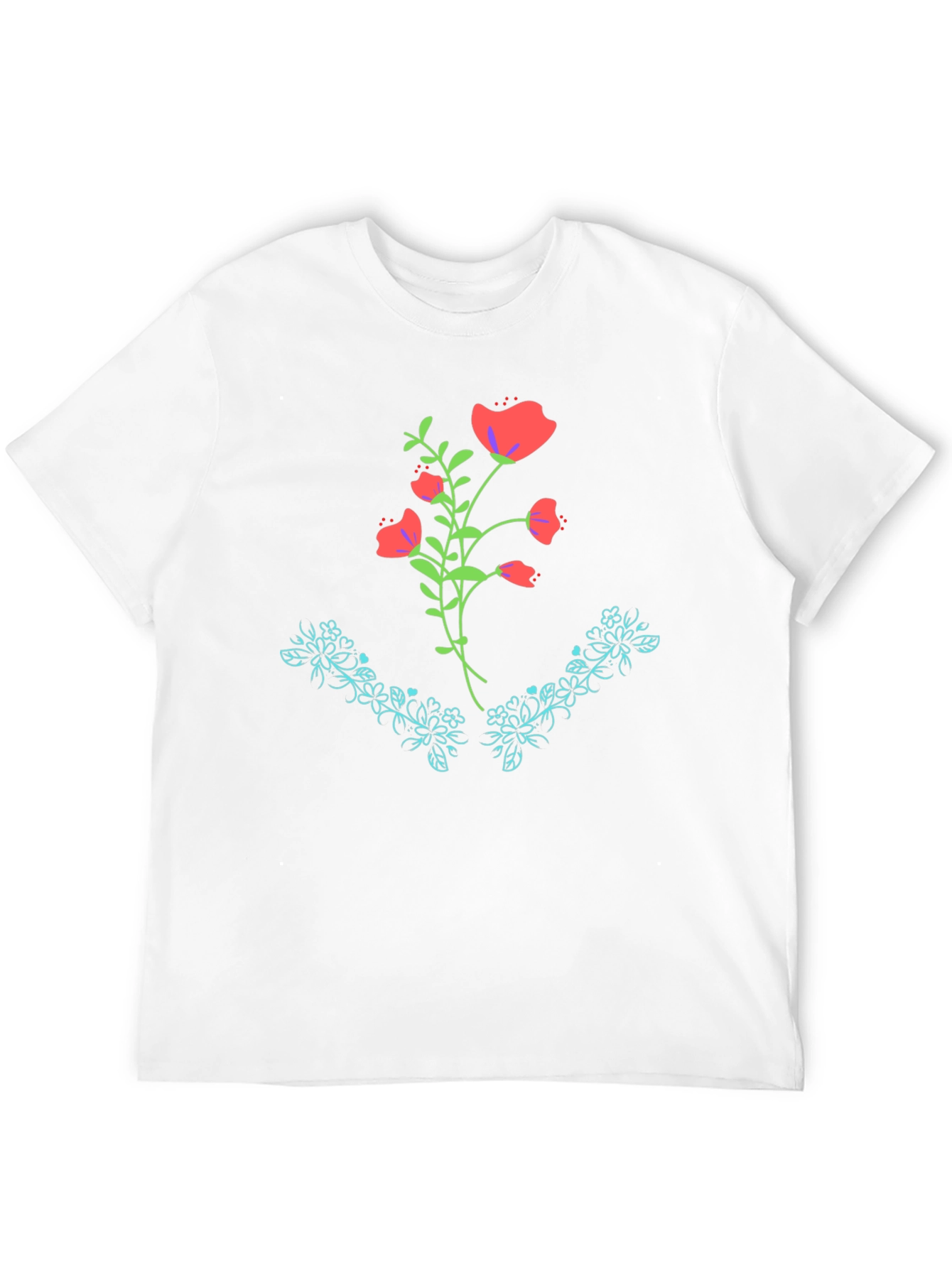 Floral Graphic Print Black Tee