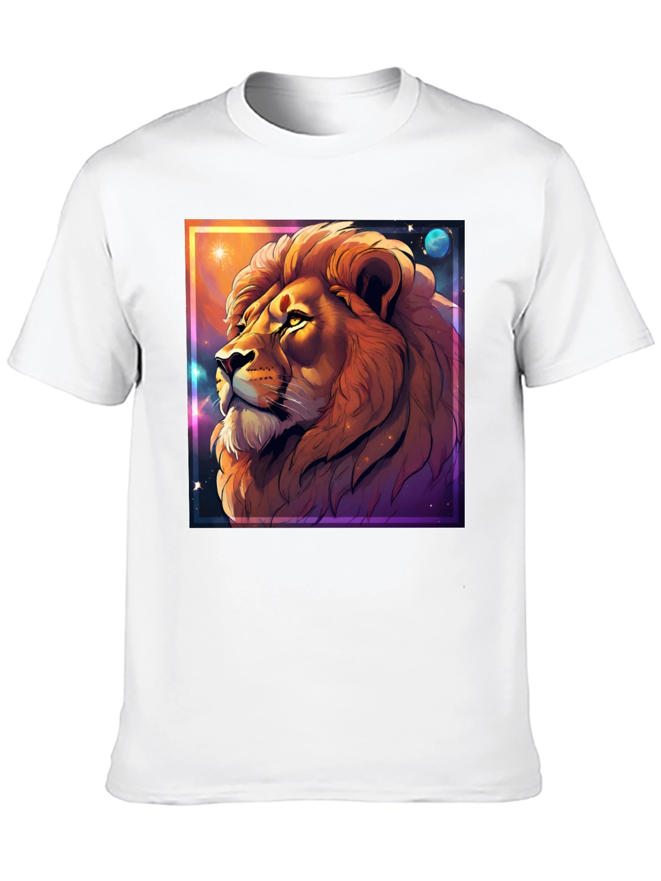 Lion Galaxy Graphic T-Shirt - Unisex Black Tee