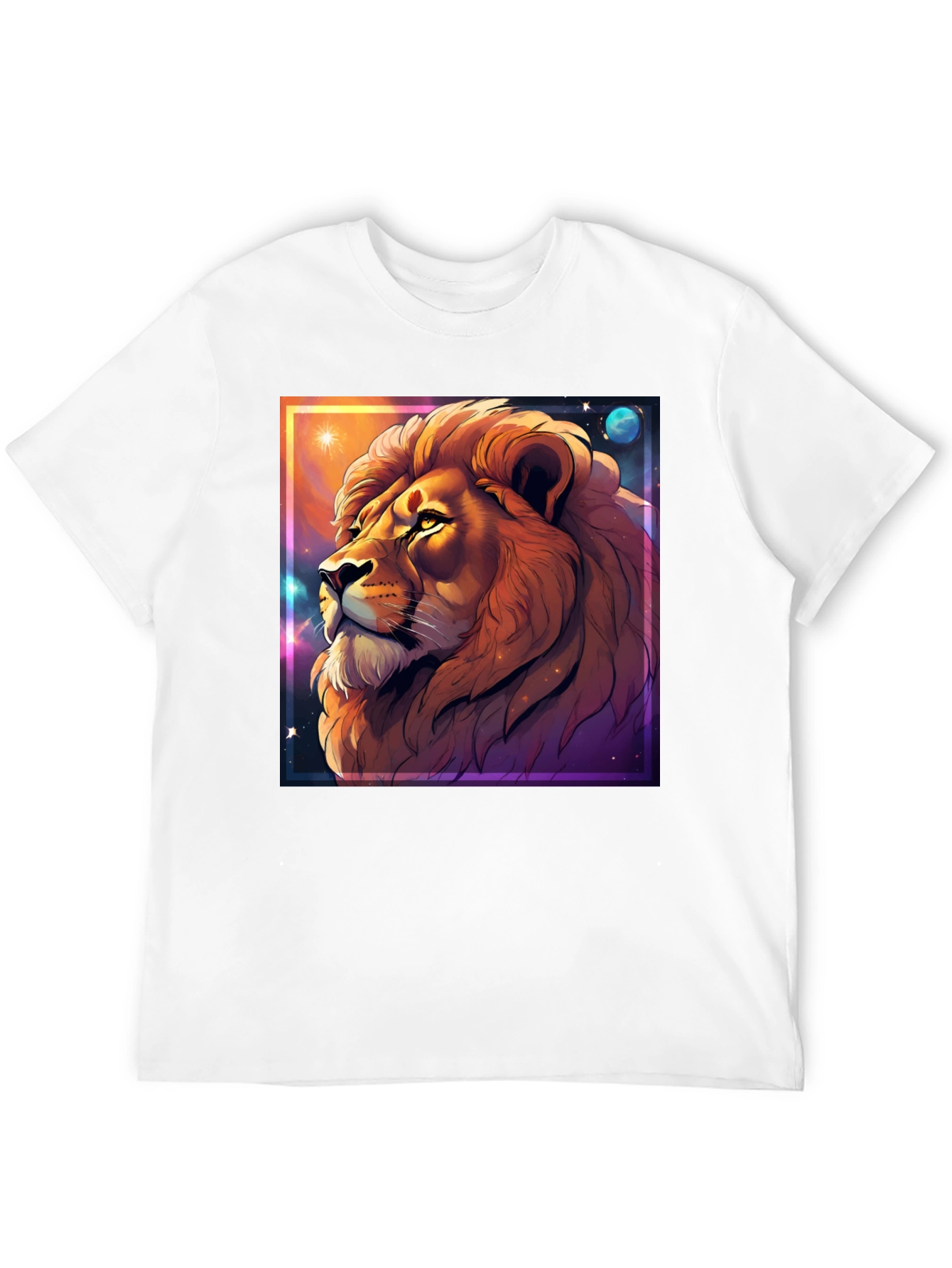 Lion Galaxy Graphic T-Shirt - Unisex Black Tee