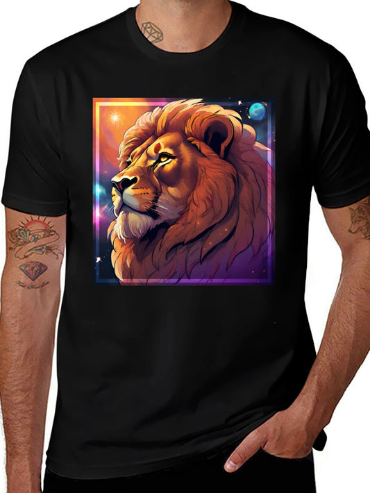 Lion Galaxy Graphic T-Shirt - Unisex Black Tee