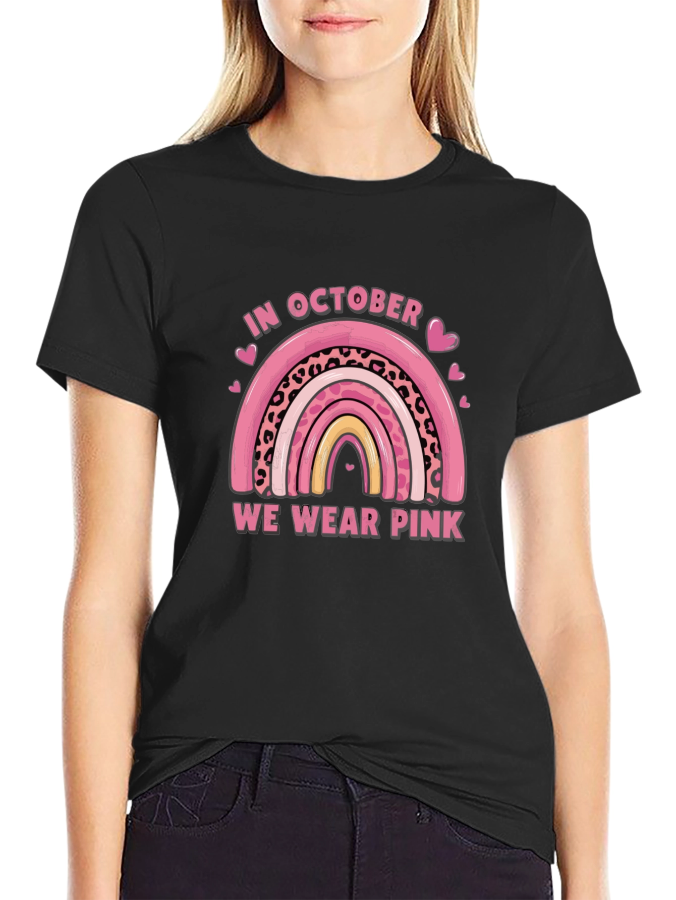 October Breast Cancer Awareness Rainbow T-Shirt